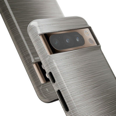 Grey Tough Phone Case for Google Pixel - Brushed Industrial Steel