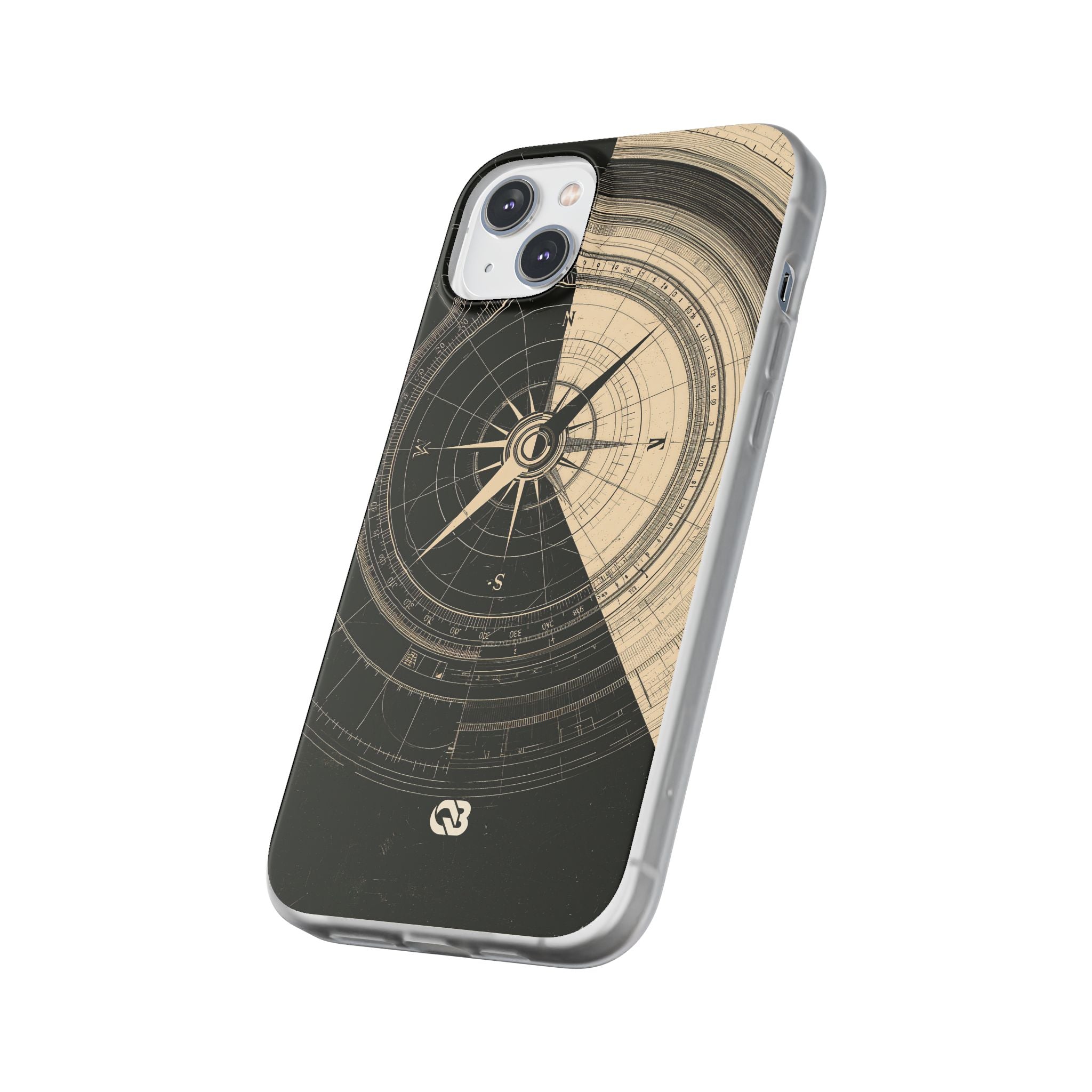 Beige Lite Phone Case for iPhone - Obsidian Nautical Blueprint